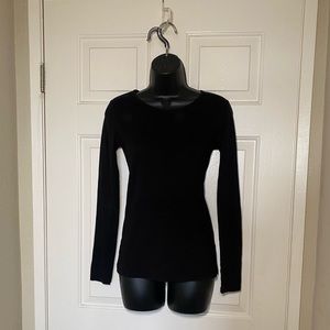 Basic Black Long Sleeve Tee Top Divided XS Slim Fit Stretch Layer Staple